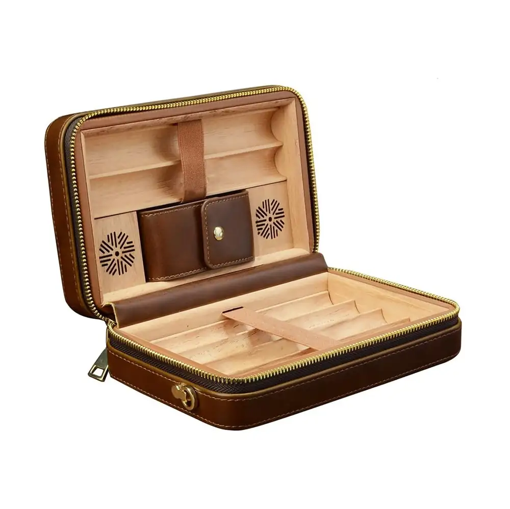 Leather Travel Humidor - Brown