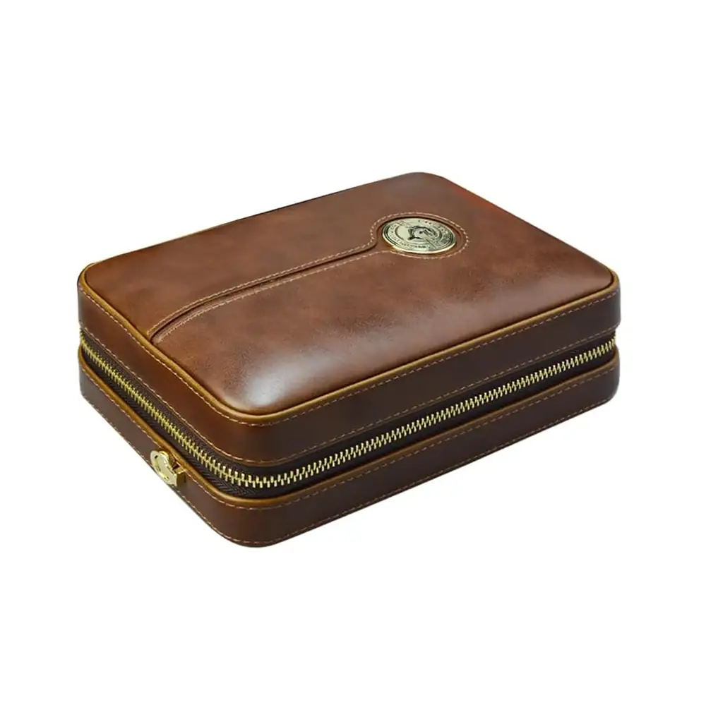 Leather Travel Humidor - Brown - Slika 2