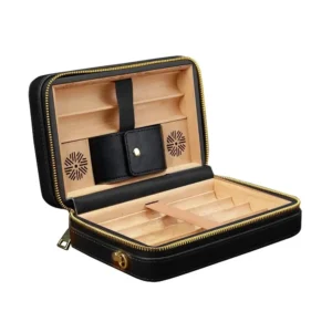Leather Travel Humidor - Black