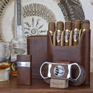 Cigar Case Brizard 5 cigars - Antique Saddle