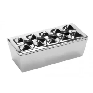 Ashtray Q Rectangular Grid Polished Metal 18 x 8 cm
