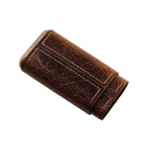 Cigar Case Angelo 3 Cigars - Dark Antique Cognac Leather
