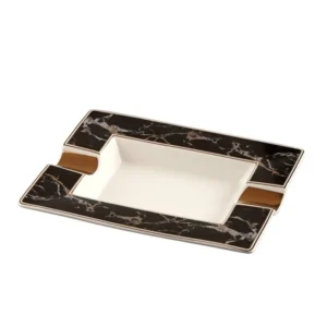 Ashtray Angelo Ceramic Black - Gold with pattern